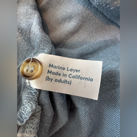 Marine Layer Double Knit Henley Long Sleeve Top in Light Blue/White Stripe Small - Picture 9 of 13